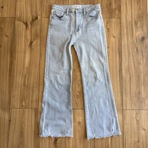 Just Black Denim The Frayed Cropped Flare Light Wash Jeans | Size 27 Boho 27x26